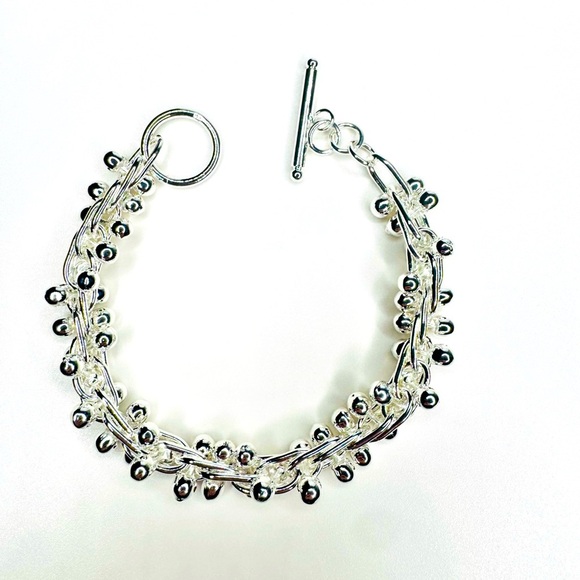 Silver Beaded Bracelet w/Toggle Closure - Picture 1 of 3